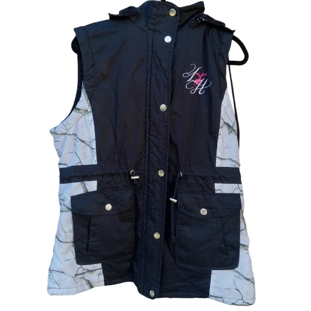 4/$10 Women's Camo Vest White and Black 3XL Embroidered Pink Deer
